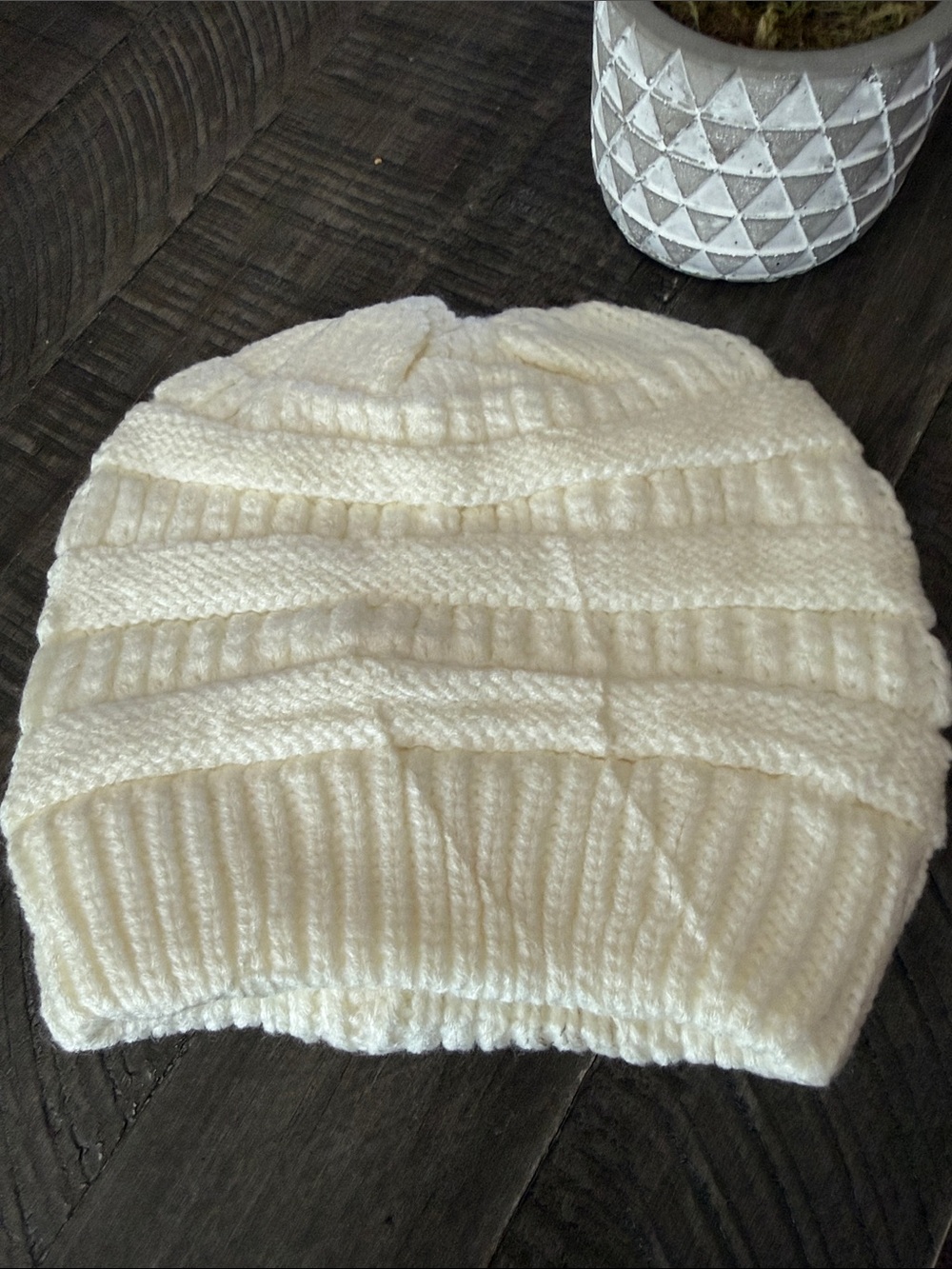 Cream Cable Knit Beanie New